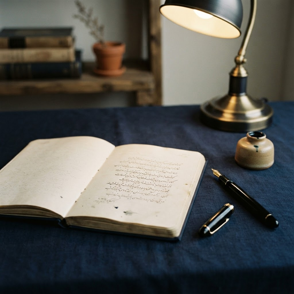 دفتر و قلم روی میز
